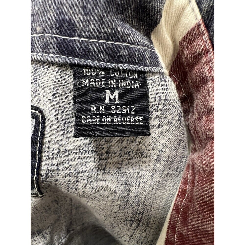 Quizz NY VTG Women's Denim Med Long Sleeve Buttoned-Up Shirt Navy Blue Red White - Picture 3 of 8